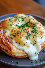 Delicious and Cheesy Baked Pastry with Melted Cheese and Fresh Herbs Perfect for Comfort Food Lovers and Culinary Enthusiasts