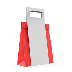 Blank Paper Bag in Paper Carton Holder with Handle 3d Illustration.
