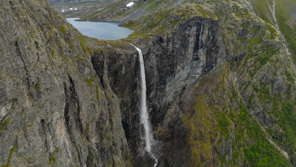 Beautiful Norway natural landscape in the summer time. Mardalsfossen south Norway.