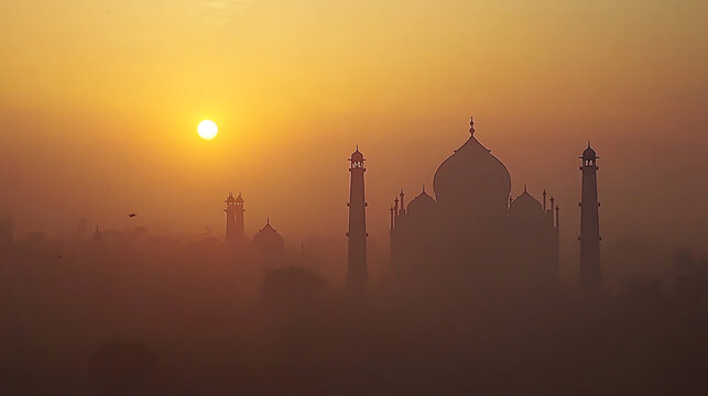 sunset over the Taj mahal