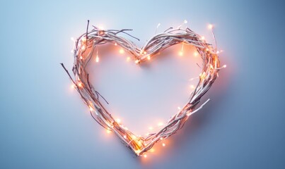 A heart made of twigs and lights