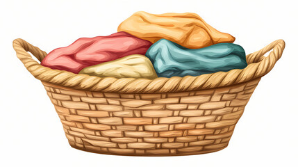 Obraz premium Basket with clothes on transparent background. Zephyrine. Illustration