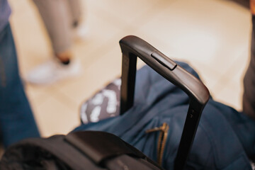 Traveling by plane with a large suitcase, damaged luggage