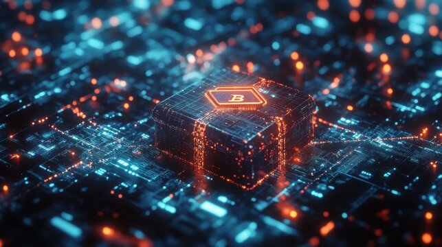 Futuristic digital network design showcasing a glowing circuit board and data flow.
