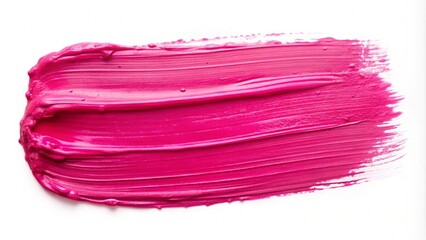 Pink paint smear on white background, glossy and textured.
