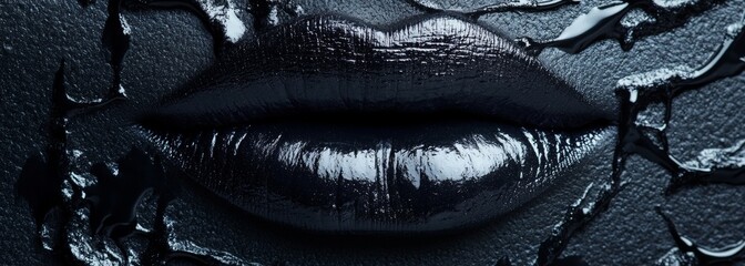Obraz premium Black lips trand make up composition background