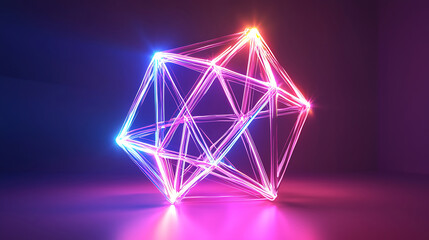 Abstract background with neon green and pink lines.