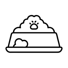 cat food bowl icon, cat day line art, cat day icon - simple black line art icon of cat food bowl, symbolizing cat day celebrations. cat day vector art.