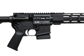 Modern automatic rifle isolated on white background. Weapons for police, special forces and the...