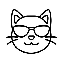 cat in sunglasses icon, cat day line art, cat day icon - simple black line art icon of cat in sunglasses, symbolizing cat day celebrations. cat day vector art.