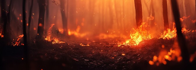 Burning forest composition background