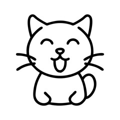 cat meowing icon, cat day line art, cat day icon - simple black line art icon of cat meowing, symbolizing cat day celebrations. cat day vector art.