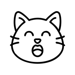 cat meowing icon, cat day line art, cat day icon - simple black line art icon of cat meowing, symbolizing cat day celebrations. cat day vector art.