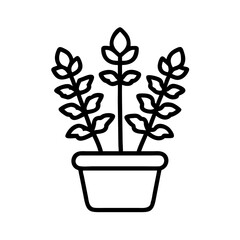 catnip plant icon, cat day line art, cat day icon - simple black line art icon of catnip plant, symbolizing cat day celebrations. cat day vector art.