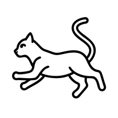 cat running icon, cat day line art, cat day icon - simple black line art icon of cat running, symbolizing cat day celebrations. cat day vector art.