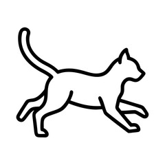 cat running icon, cat day line art, cat day icon - simple black line art icon of cat running, symbolizing cat day celebrations. cat day vector art.