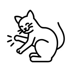 cat scratching icon, cat day line art, cat day icon - simple black line art icon of cat scratching, symbolizing cat day celebrations. cat day vector art.