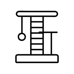 cat scratching post icon, cat day line art, cat day icon - simple black line art icon of cat scratching post, symbolizing cat day celebrations. cat day vector art.