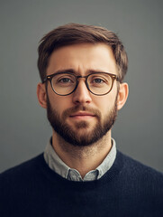 Obraz premium Male portrait ID card photo on gray background