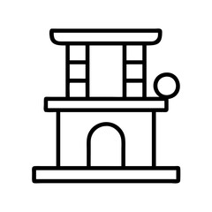 cat tower icon, cat day line art, cat day icon - simple black line art icon of cat tower, symbolizing cat day celebrations. cat day vector art.