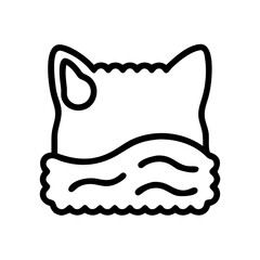 furry blanket with cat fur icon, cat day line art, cat day icon - simple black line art icon of furry blanket with cat fur, symbolizing cat day celebrations. cat day vector art.