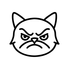 grumpy cat face icon, cat day line art, cat day icon - simple black line art icon of grumpy cat face, symbolizing cat day celebrations. cat day vector art.