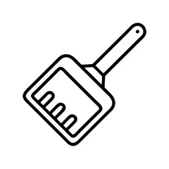 litter scoop icon, cat day line art, cat day icon - simple black line art icon of litter scoop, symbolizing cat day celebrations. cat day vector art.