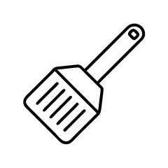 litter scoop icon, cat day line art, cat day icon - simple black line art icon of litter scoop, symbolizing cat day celebrations. cat day vector art.