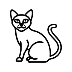 siamese cat icon, cat day line art, cat day icon - simple black line art icon of siamese cat, symbolizing cat day celebrations. cat day vector art.