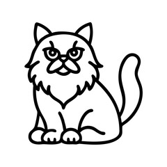 persian cat icon, cat day line art, cat day icon - simple black line art icon of persian cat, symbolizing cat day celebrations. cat day vector art.