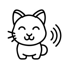 purring kitty sound icon icon, cat day line art, cat day icon - simple black line art icon of purring kitty sound icon, symbolizing cat day celebrations. cat day vector art.