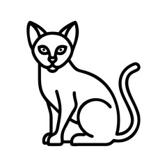 siamese cat icon, cat day line art, cat day icon - simple black line art icon of siamese cat, symbolizing cat day celebrations. cat day vector art.