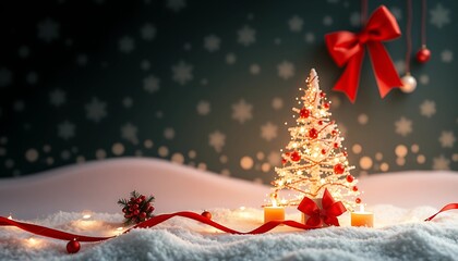 Obraz premium Classic Christmas Background with Ornaments, Lights, and Holiday Magic. 