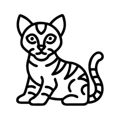 bengal kitten icon, cat day line art, cat day icon - simple black line art icon of bengal kitten, symbolizing cat day celebrations. cat day vector art.