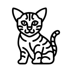 bengal kitten icon, cat day line art, cat day icon - simple black line art icon of bengal kitten, symbolizing cat day celebrations. cat day vector art.