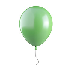 green balloon 3d render icon isolated on transparent background cutout