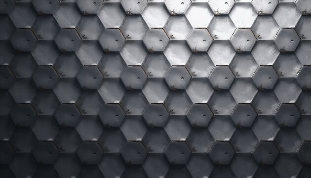Close-up of a textured hexagonal metal surface with a modern industrial look