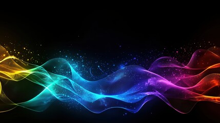 Obraz premium A vibrant wave of colorful light against a dark background, creating a dynamic and energetic visual effect.