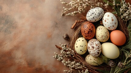Obraz premium Easter eggs composition composition background