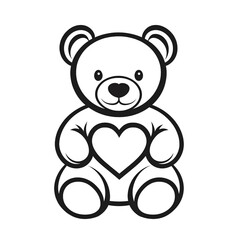 Obraz premium This adorable teddy bear design features a heart, symbolizing love and friendship. Ideal for children's art projects, invitations, and decor, it radiates warmth and joy.