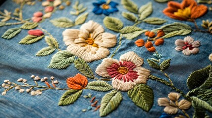 Embroidery pattern decor fabric composition background