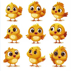 Fototapeta premium Cartoon-style vector illustration of a baby chick featuring soft pastel colors isolated on a clean white background.