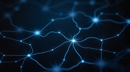 Digital network of glowing blue neural connections on a dark background