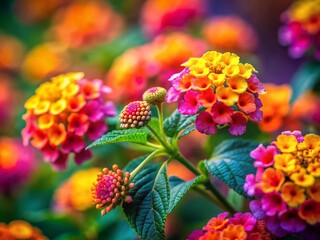 Vibrant Lantana Flowers Long Exposure Photography - Colorful Blooming Plants, Summer Garden, Nature Image