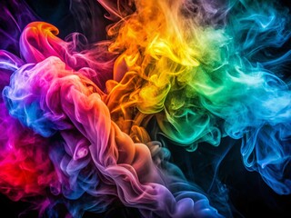 Obraz premium Vibrant Low Light Panorama of Colored Smoke Creating an Abstract Background for Artistic Displays and Creative Projects