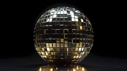 Obraz premium Png shiny mirrored disco ball with reflective squares. Mirrored. Illustration