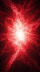 A vibrant, swirling mass of red energy radiates from a central bright core, creating a dynamic and intense visual effect.
