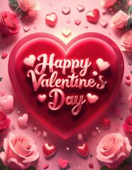 Valentine's day background with a heart and roses, space for text