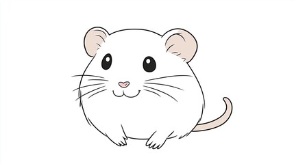 Cute hamster in minimalistic line art, drawn in a sleek, modern doodle style, emphasizing simplicity and charm in a clean vector illustration.