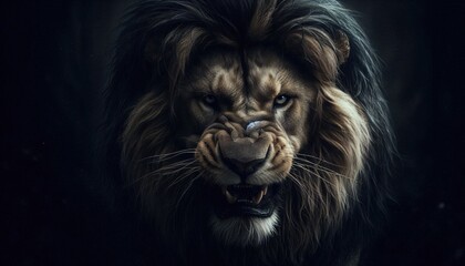 Fototapeta premium portrait of a tiger content created with generative AI software.